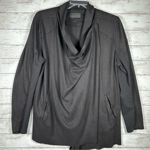 BLANK NYC Faux Suede Drape Flowy Moto Black Cardigan Jacket Long Sleeve XXL 2X - Picture 4 of 8
